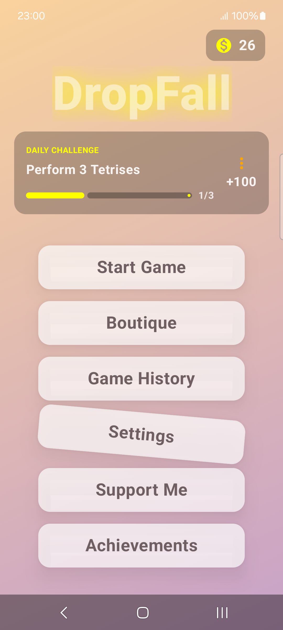 DropFall Main Menu