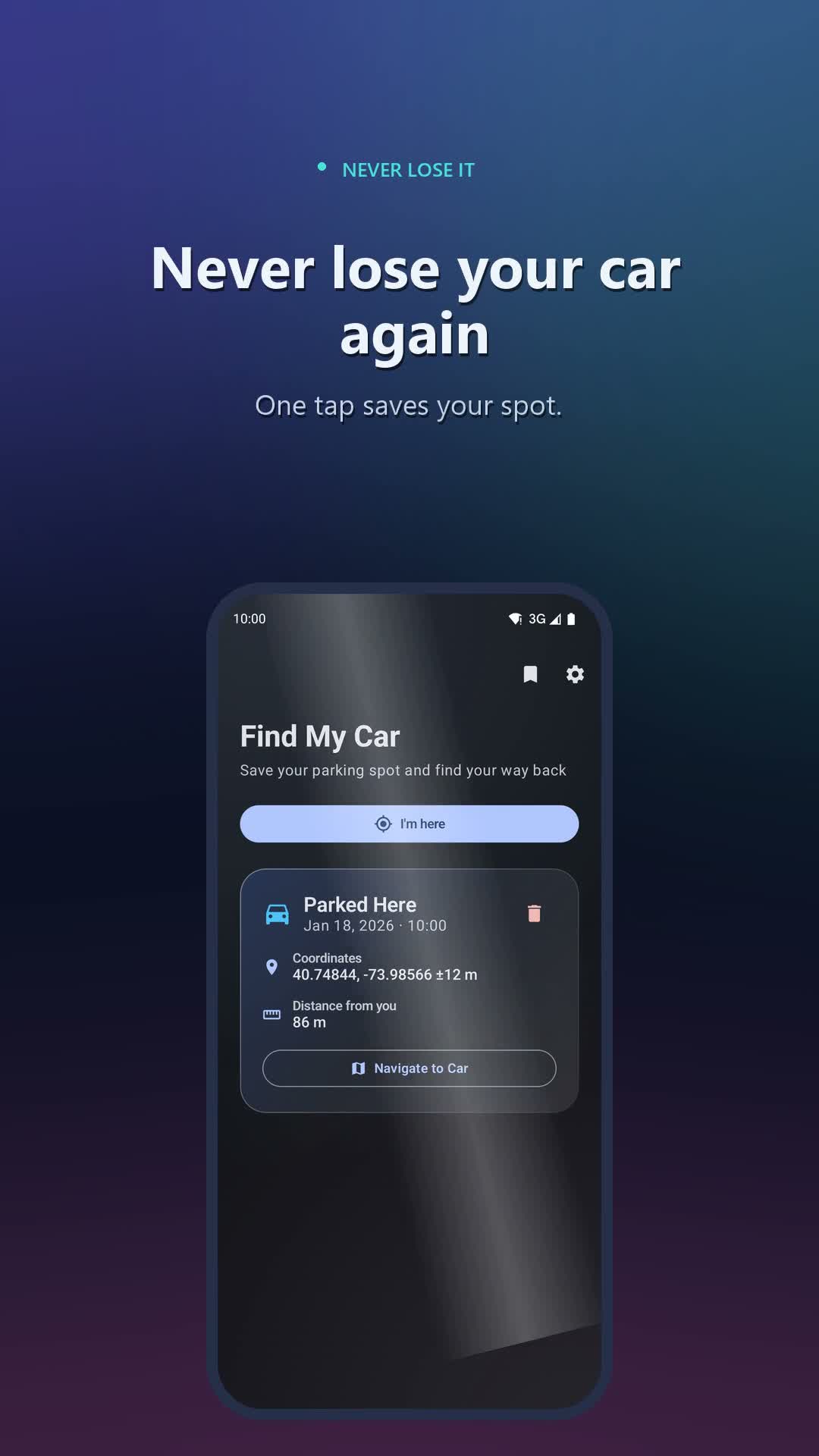 Preview of the Find My Car app