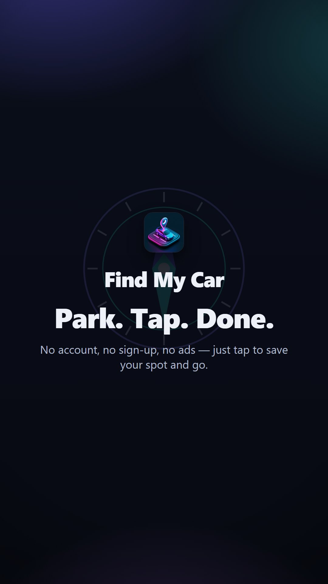 Closing card reading Park. Tap. Done.