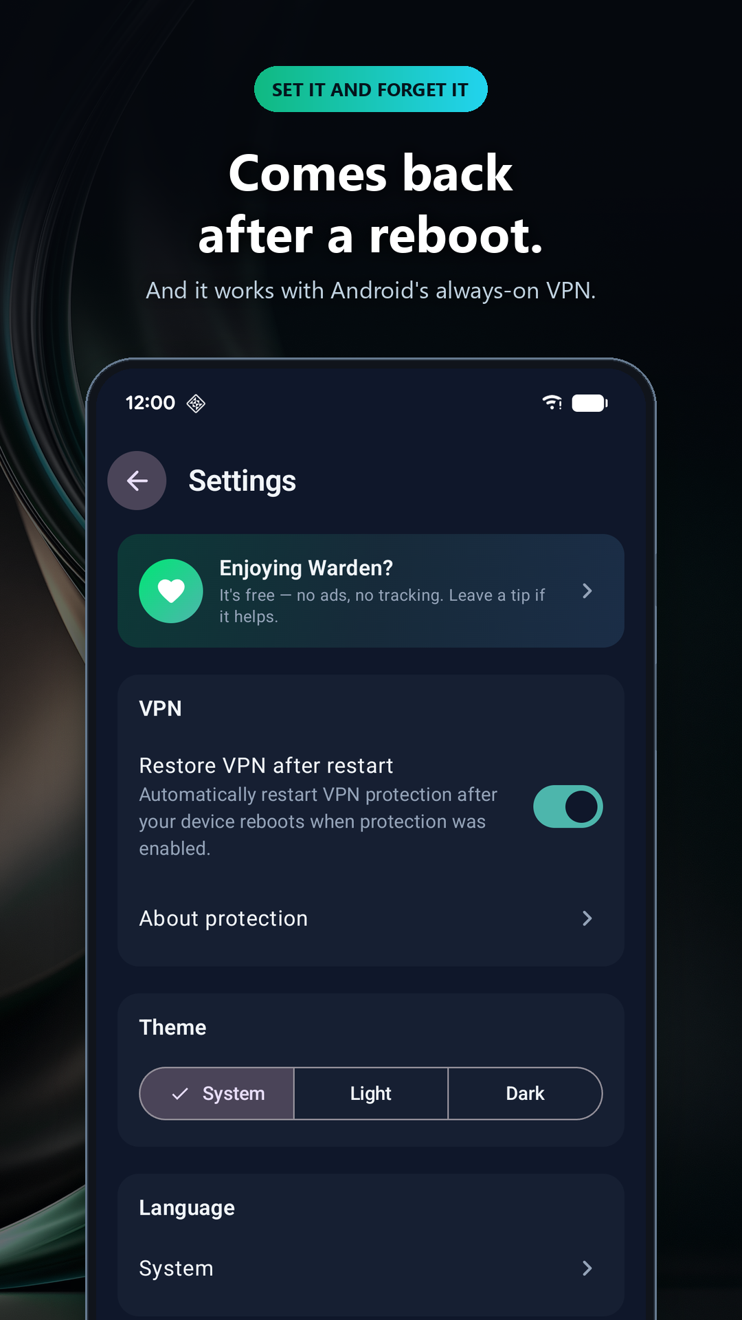 Settings: comes back after a reboot